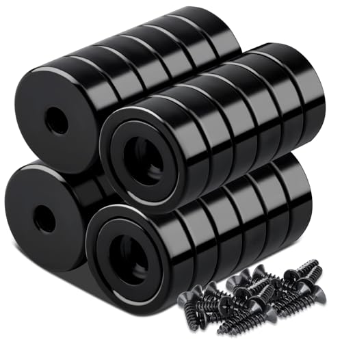 Aenienoe 26 Stück Magnete 16mm Neodym Magnete Extra Stark mit Loch Magnet zum Anschrauben Starke Magnete zum Schrauben 6kg Topfmagnet für Werkstatteinrichtung Schwarz von Aenienoe