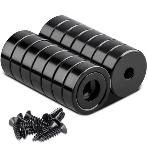 Aenienoe Magnete 16mm Neodym Magnete Extra Stark mit Loch Magnet zum Anschrauben Starke Magnete zum Schrauben 6kg Topfmagnet für Werkstatteinrichtung 14 Stück Schwarz von Aenienoe