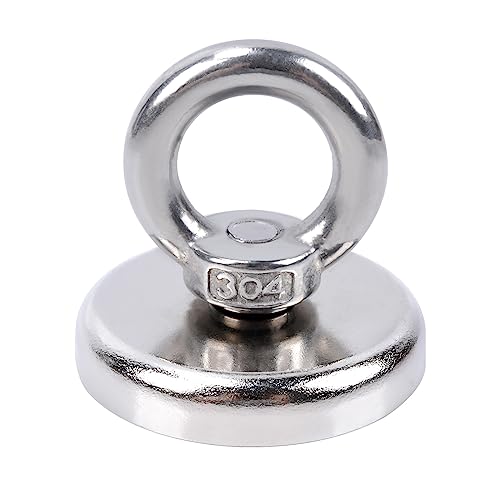 Aenienoe Magnete Stark Groß 80kg+ Neodym Magnet Extra Starke Magnetfischen mit Heberinge und Schrauben für Geeignet Magnet Fischen in Haus,Werkstatt,Wasser 48mm 1Stück von Aenienoe