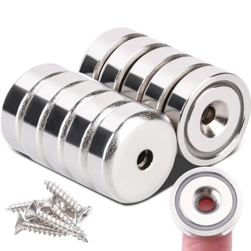 Aenienoe Magnete Stark mit Loch 6KG Kraft Magnete Rund 16mm Neodym Magnet zum Anschrauben Topfmagnet Schrauben Werkstatteinrichtung 10 Stück von Aenienoe