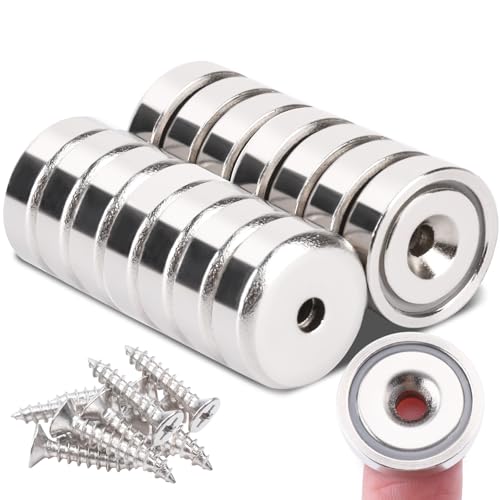 Aenienoe Magnete Stark mit Loch 6KG Kraft Magnete Rund 16mm Neodym Magnet zum Anschrauben Topfmagnet Schrauben Werkstatteinrichtung 14 Stück von Aenienoe