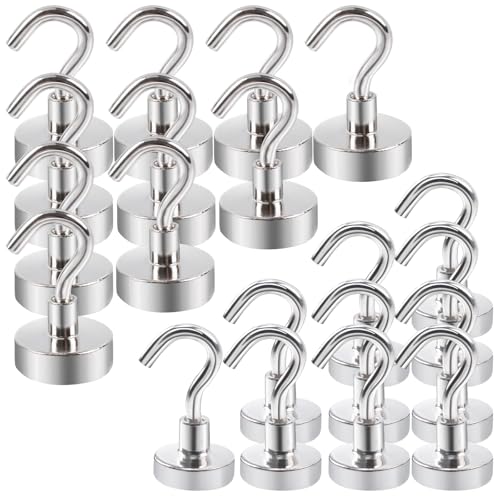 Aenienoe Magnethaken Extra Stark 16mm 10Stück+20mm 10Stück Neodym Magnete mit Haken Magnetic Hooks Stanzfrei für Eisentüren Kühlschränke Küchen Kleiderablage Büro Magnethacken Silber Aenienoe Magnethaken Extra Stark 16mm 10Stück+20mm 10Stück Neodym Magnete mit Haken Magnetic Hooks Stanzfrei für Eisentüren Kühlschränke Küchen Kleiderablage Büro Magnethacken Silber von Aenienoe