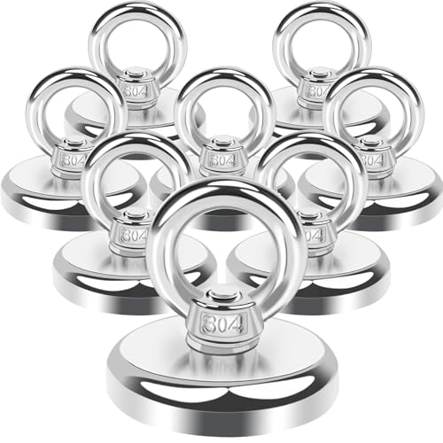 Aenienoe Starke Magnete Stark Groß 45kg Neodym Magnet Extra Starke Magneten Starker Halt 8Stück Magnetfischen mit öse Schrauben für Magnet Fischen in Haus,Werkstatt,Wasser D32mm von Aenienoe