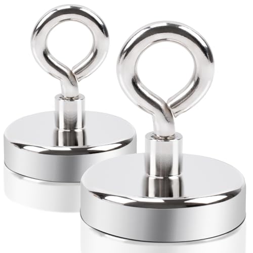 Aenienoe Starke Magnete Stark Groß D48mm Neodym Magnet Extra Starke Magneten Starker Halt Magnetfischen mit öse Schrauben für Gross Magnet Fischen in Haus,Werkstatt,Wasser Camping Industrie 2Stück von Aenienoe
