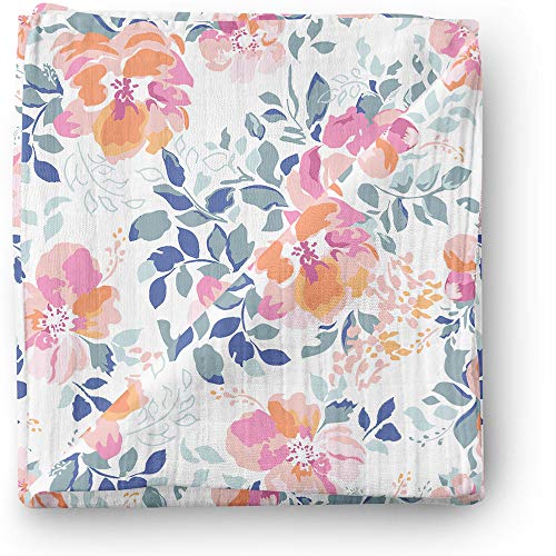 Aenne Baby Musselin Baby Pucksack Pucktuch Puckdecke, Blumen Lila RosaRegenbogen, Dimensionen 120 x 120 cm, 1 Stück, luxuriöse weiche und seidige Bambusbaumwolle, Babyduschengeschenke von kidsnado