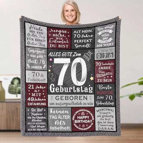 Aeoauter 70. Geburtstag Frauen Mann 150x200 cm - Personalisierte Decke Geschenk 70 Geburtstag Frau Mann, Geschenk zum 70 Geburtstag Mann, Deko 70 Geburtstag Mann Kuscheldecke von Aeoauter