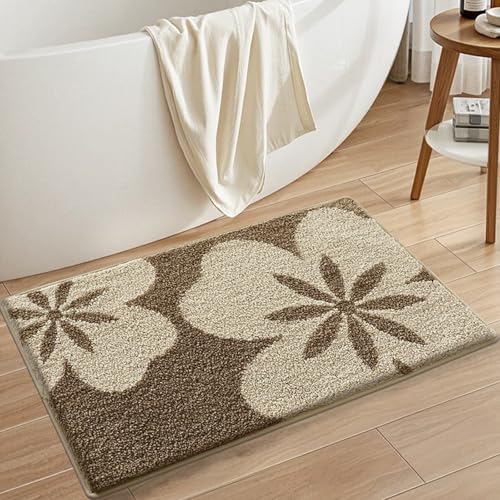 Aeoauter Blumen Badematte 50x80cm | rutschfeste Waschbar Mikrofaser Teppich Wasseraufnahme Duschvorleger für Küche Toilette Kinderzimmer Haustier von Aeoauter