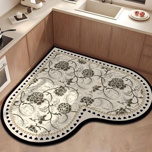 Aeoauter Küchenteppich L-Form 100x100 cm rutschfest | Absorbierend Schnelltrocknend Kieselgur Teppich, Vintage Herz Stil Waschbar für Fußmatte Aeoauter Küchenteppich L-Form 100x100 cm rutschfest | Absorbierend Schnelltrocknend Kieselgur Teppich, Vintage Herz Stil Waschbar für Fußmatte von Aeoauter