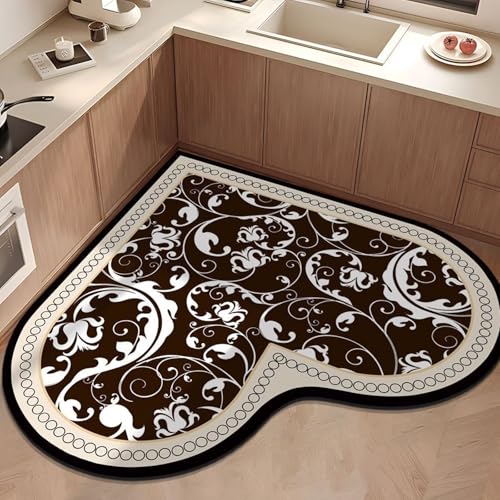 Aeoauter Küchenteppich L-Form 70x70 cm rutschfest | Absorbierend Schnelltrocknend Kieselgur Teppich, Vintage Herz Stil Waschbar für Badteppich Aeoauter Küchenteppich L-Form 70x70 cm rutschfest | Absorbierend Schnelltrocknend Kieselgur Teppich, Vintage Herz Stil Waschbar für Badteppich von Aeoauter