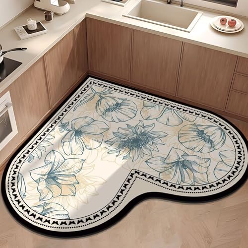 Aeoauter Küchenteppich L-Form 80x80 cm rutschfest | Absorbierend Schnelltrocknend Kieselgur Teppich, Vintage Herz Stil Waschbar für Fußmatte Aeoauter Küchenteppich L-Form 80x80 cm rutschfest | Absorbierend Schnelltrocknend Kieselgur Teppich, Vintage Herz Stil Waschbar für Fußmatte von Aeoauter