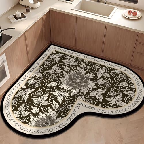 Aeoauter Küchenteppich L-Form 80x80 cm rutschfest | Absorbierend Schnelltrocknend Kieselgur Teppich, Vintage Herz Stil Waschbar für Fußmatte Aeoauter Küchenteppich L-Form 80x80 cm rutschfest | Absorbierend Schnelltrocknend Kieselgur Teppich, Vintage Herz Stil Waschbar für Fußmatte von Aeoauter