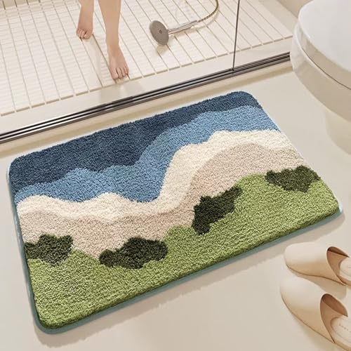 Badematte Personalisierte Fußmatte 40x60cm | Lustiger Beflockter Teppich Sa Blumen ugfähiger Badezimmerteppich Waschbar rutschfeste Matte von Aeoauter