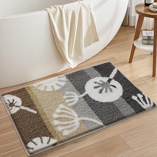 Badematte Personalisierte Fußmatte 50x80cm | Lustiger Beflockter Teppich Sa Blumen ugfähiger Badezimmerteppich Waschbar rutschfeste Matte von Aeoauter