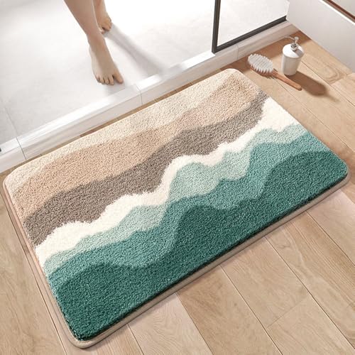 Badematte rutschfest Waschbar Weiche Antirutsch | Hohe Saugkraft Badteppich für Bad/Dusche Sicher & Gemütlich für Familie 50x80cm von Aeoauter