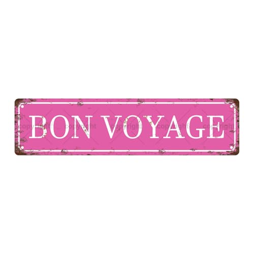 BON VOYAGE Vintage Metallblech Straßenschild Bar Cafe Garage Höhle Zuhause Zimmer Wand Badezimmer Bauernhaus Garten Veranda Terrasse Dekor 40,6 x 10,2 cm von Aeontinity