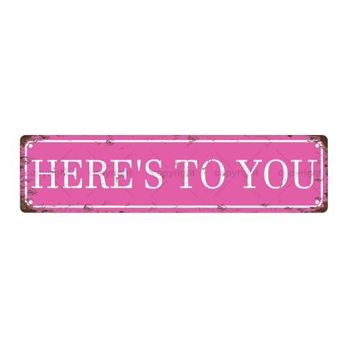 Metallschild mit Aufschrift "Here 's to you", Vintage-Stil, für Bar, Café, Garage, Höhle, Zuhause, Zimmer, Wand, Badezimmer, Bauernhaus, Garten, Veranda, Terrasse, Dekoration, 40,6 x 10,2 cm Metallschild mit Aufschrift "Here 's to you", Vintage-Stil, für Bar, Café, Garage, Höhle, Zuhause, Zimmer, Wand, Badezimmer, Bauernhaus, Garten, Veranda, Terrasse, Dekoration, 40,6 x 10,2 cm von Aeontinity