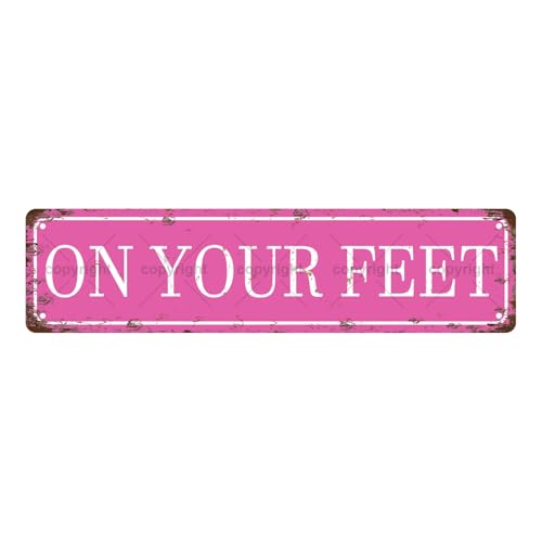 Straßenschild "On Your Feet", Vintage-Design, Metall, für Bar, Café, Garage, Höhle, Zuhause, Zimmer, Wand, Badezimmer, Bauernhaus, Garten, Veranda, Terrasse, Dekoration, 40,6 x 10,2 cm Straßenschild "On Your Feet", Vintage-Design, Metall, für Bar, Café, Garage, Höhle, Zuhause, Zimmer, Wand, Badezimmer, Bauernhaus, Garten, Veranda, Terrasse, Dekoration, 40,6 x 10,2 cm von Aeontinity