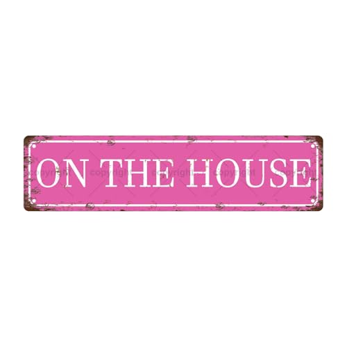 Straßenschild "On the House", Vintage-Stil, Metall, für Bar, Café, Garage, Höhle, Zuhause, Zimmer, Wand, Badezimmer, Bauernhaus, Garten, Veranda, Terrasse, Dekoration, 40,6 x 10,2 cm Straßenschild "On the House", Vintage-Stil, Metall, für Bar, Café, Garage, Höhle, Zuhause, Zimmer, Wand, Badezimmer, Bauernhaus, Garten, Veranda, Terrasse, Dekoration, 40,6 x 10,2 cm von Aeontinity