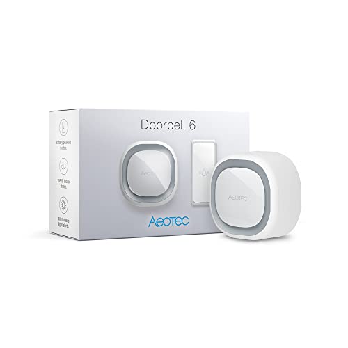 Aeotec Doorbell 6 Set - Funk-Türklingel | Klingeltaster & Z-Wave Gong | auch als Zwave Sirene nutzbar | App steuerbar (Smart Home Hub erforderlich) von AEOTEC