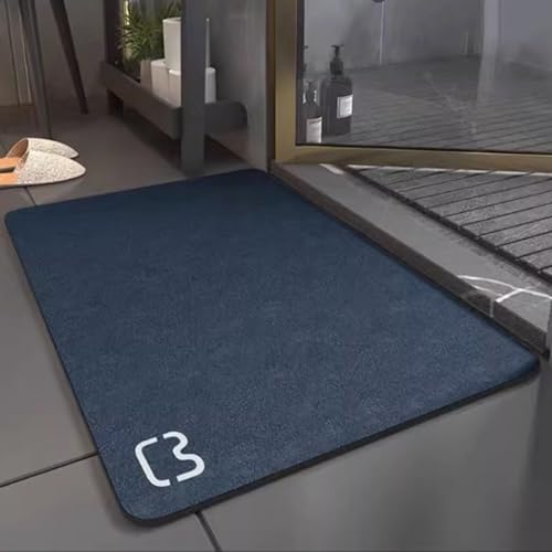 Aeovot Kieselgur Duschvorleger Schnelltrocknend, rutschfeste Badematte, Badezimmermatte Waschbar, Duschteppich Eckig, Teppich für Küche und Toilette, Leicht zu Reinigen(Blau,80x100cm) von Aeovot