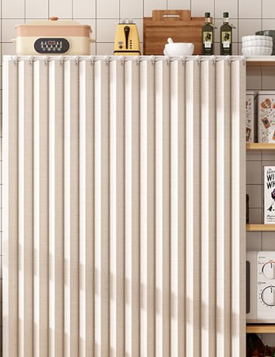 Aeovot Regal Vorhang für Schrank, Staubdichter Schrankvorhang Zum Schieben, Wasserdicht Vorhang Küchenschrank, Faltbare Schrankvorhänge Küche für Offenes Regal Bücherregal(Beige,30x60 cm) von Aeovot