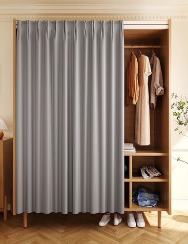 Aeovot Schrank-Vorhang Zum Schieben Regal Vorhang für Schrank Ohne Türen/Küchenschrank/Schuhschränke/Offenes Kleiderschrank - Staubdichter/Privatsphäre/Verdunkelung Schrankvorhänge(A,300x260 cm) von Aeovot