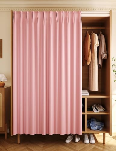 Aeovot Schrank-Vorhang Zum Schieben Regal Vorhang für Schrank Ohne Türen/Küchenschrank/Schuhschränke/Offenes Kleiderschrank - Staubdichter/Privatsphäre/Verdunkelung Schrankvorhänge(B,200x200 cm) von Aeovot