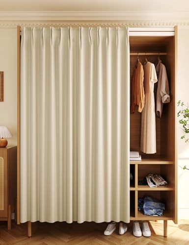 Aeovot Schrank-Vorhang Zum Schieben Regal Vorhang für Schrank Ohne Türen/Küchenschrank/Schuhschränke/Offenes Kleiderschrank - Staubdichter/Privatsphäre/Verdunkelung Schrankvorhänge(C,300x260 cm) von Aeovot