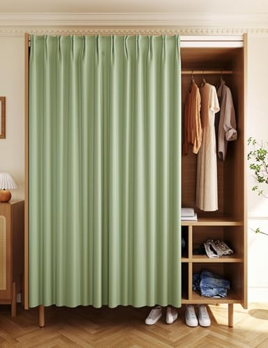 Aeovot Schrank-Vorhang Zum Schieben Regal Vorhang für Schrank Ohne Türen/Küchenschrank/Schuhschränke/Offenes Kleiderschrank - Staubdichter/Privatsphäre/Verdunkelung Schrankvorhänge(D,200x200 cm) von Aeovot