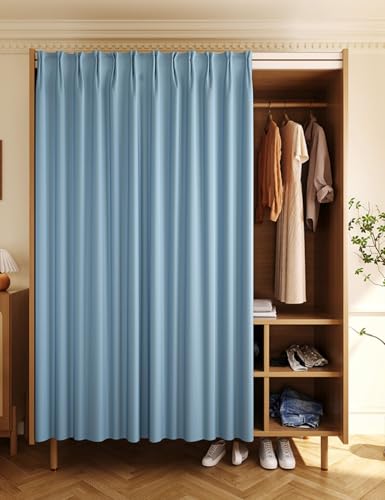 Aeovot Schrank-Vorhang Zum Schieben Regal Vorhang für Schrank Ohne Türen/Küchenschrank/Schuhschränke/Offenes Kleiderschrank - Staubdichter/Privatsphäre/Verdunkelung Schrankvorhänge(E,350x260 cm) von Aeovot