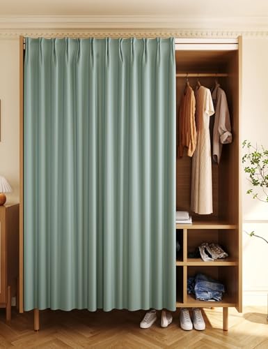 Aeovot Schrank-Vorhang Zum Schieben Regal Vorhang für Schrank Ohne Türen/Küchenschrank/Schuhschränke/Offenes Kleiderschrank - Staubdichter/Privatsphäre/Verdunkelung Schrankvorhänge(F,300x260 cm) von Aeovot