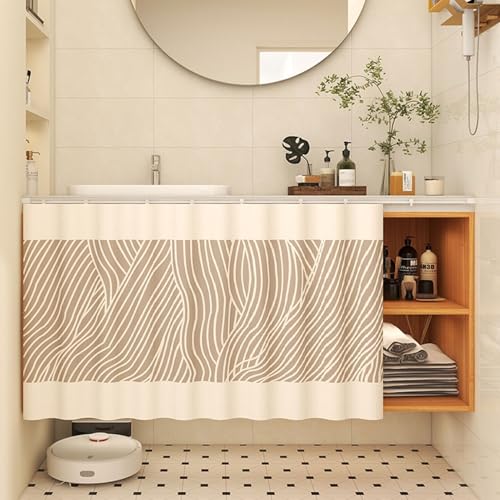 Aeovot Schrank-Vorhang für Unter Der Spüle, Staubdichter Privatsphäre Regal Vorhang Küchen-Schrank, Verdunkelnd Vorhang für Schrank Schuhschränke mit Gleitschienen Selbstklebend(A,100x70 cm) von Aeovot