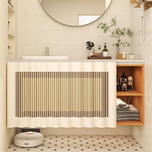 Aeovot Schrank-Vorhang für Unter Der Spüle, Staubdichter Privatsphäre Regal Vorhang Küchen-Schrank, Verdunkelnd Vorhang für Schrank Schuhschränke mit Gleitschienen Selbstklebend(C,90x60 cm) von Aeovot