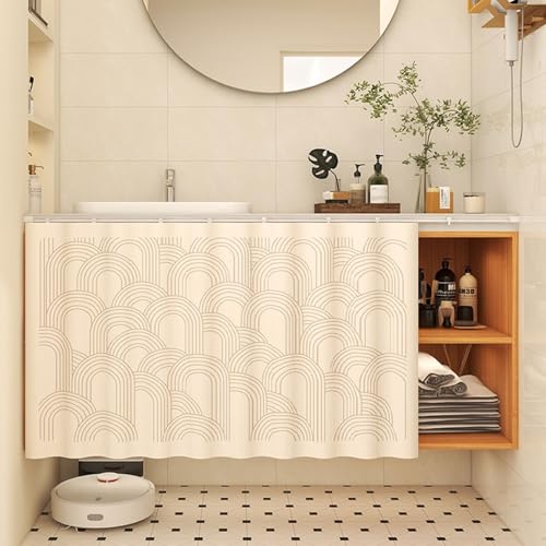 Aeovot Schrank-Vorhang für Unter Der Spüle, Staubdichter Privatsphäre Regal Vorhang Küchen-Schrank, Verdunkelnd Vorhang für Schrank Schuhschränke mit Gleitschienen Selbstklebend(D,100x70 cm) von Aeovot