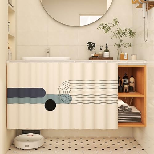Aeovot Schrank-Vorhang für Unter Der Spüle, Staubdichter Privatsphäre Regal Vorhang Küchen-Schrank, Verdunkelnd Vorhang für Schrank Schuhschränke mit Gleitschienen Selbstklebend(G,60x50 cm) von Aeovot