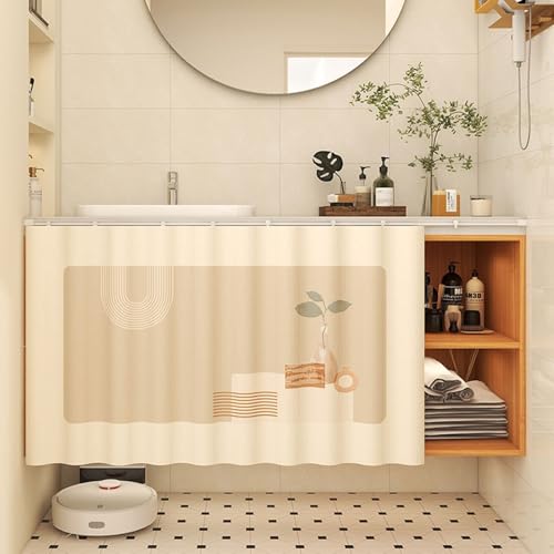 Aeovot Schrank-Vorhang für Unter Der Spüle, Staubdichter Privatsphäre Regal Vorhang Küchen-Schrank, Verdunkelnd Vorhang für Schrank Schuhschränke mit Gleitschienen Selbstklebend(I,120x70 cm) von Aeovot