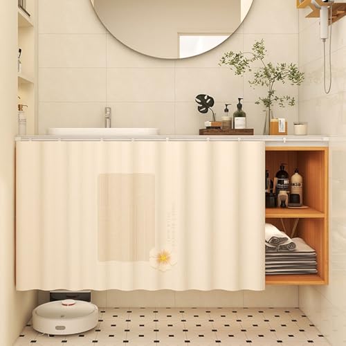Aeovot Schrank-Vorhang für Unter Der Spüle, Staubdichter Privatsphäre Regal Vorhang Küchen-Schrank, Verdunkelnd Vorhang für Schrank Schuhschränke mit Gleitschienen Selbstklebend(J,110x50 cm) von Aeovot