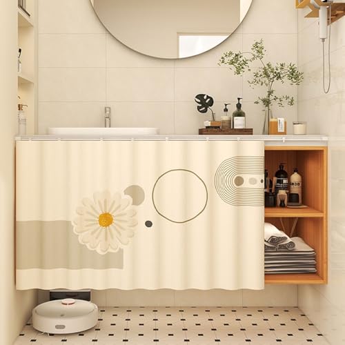 Aeovot Schrank-Vorhang für Unter Der Spüle, Staubdichter Privatsphäre Regal Vorhang Küchen-Schrank, Verdunkelnd Vorhang für Schrank Schuhschränke mit Gleitschienen Selbstklebend(K,90x70 cm) von Aeovot