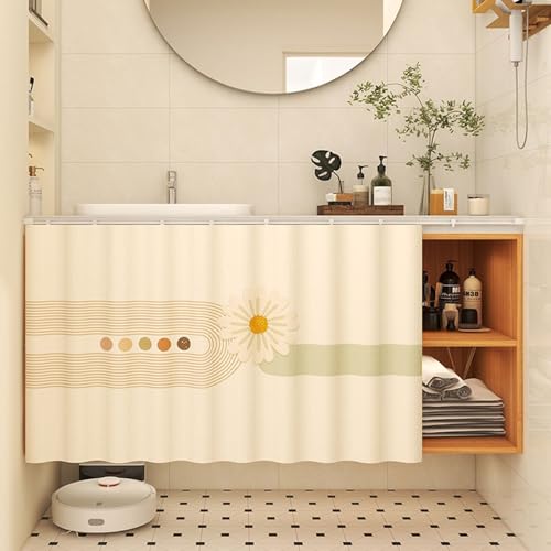 Aeovot Schrank-Vorhang für Unter Der Spüle, Staubdichter Privatsphäre Regal Vorhang Küchen-Schrank, Verdunkelnd Vorhang für Schrank Schuhschränke mit Gleitschienen Selbstklebend(M,100x60 cm) von Aeovot