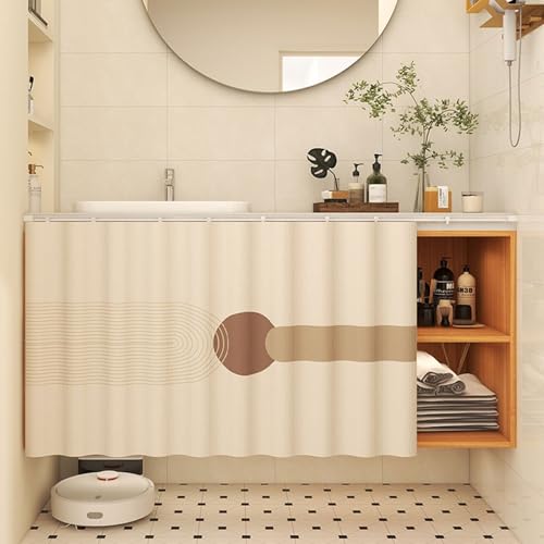 Aeovot Schrank-Vorhang für Unter Der Spüle, Staubdichter Privatsphäre Regal Vorhang Küchen-Schrank, Verdunkelnd Vorhang für Schrank Schuhschränke mit Gleitschienen Selbstklebend(O,80x60 cm) von Aeovot