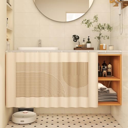 Aeovot Schrank-Vorhang für Unter Der Spüle, Staubdichter Privatsphäre Regal Vorhang Küchen-Schrank, Verdunkelnd Vorhang für Schrank Schuhschränke mit Gleitschienen Selbstklebend(P,80x40 cm) von Aeovot