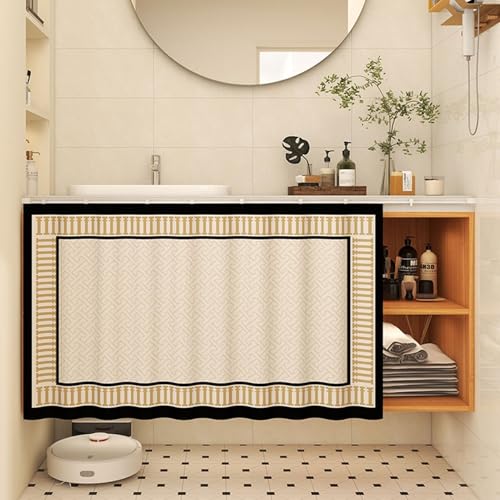 Aeovot Schrank-Vorhang für Unter Der Spüle, Staubdichter Privatsphäre Regal Vorhang Küchen-Schrank, Verdunkelnd Vorhang für Schrank Schuhschränke mit Gleitschienen Selbstklebend(Q,120x70 cm) von Aeovot