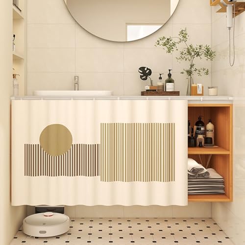 Aeovot Schrank-Vorhang für Unter Der Spüle, Staubdichter Privatsphäre Regal Vorhang Küchen-Schrank, Verdunkelnd Vorhang für Schrank Schuhschränke mit Gleitschienen Selbstklebend(S,120x60 cm) von Aeovot