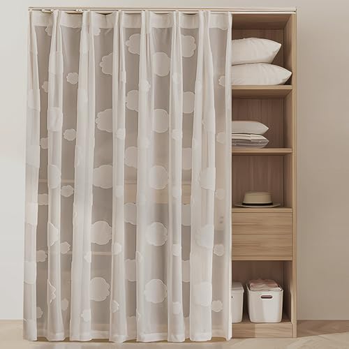 Aeovot Schrankvorhang, Regal Vorhang Zum Schieben für Küchenschrank, Staubdichter Schrankvorhänge für Küche Kleiderschrank Badezimmer, Plissee Gaze Vorhang für Offenes Regal, Hängende Tür(B,70x90 cm) von Aeovot
