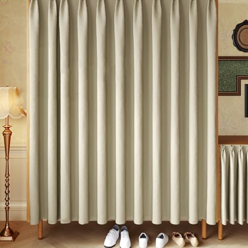 Aeovot Schrankvorhang Zum Schieben Schrank Vorhang Privatsphäre Staubdichter Verdunkelung Vorhang für Offenes Regal Schrank Schrankvorhänge für Küche Küchenschrank Kleiderschrank(B,300x260 cm) von Aeovot