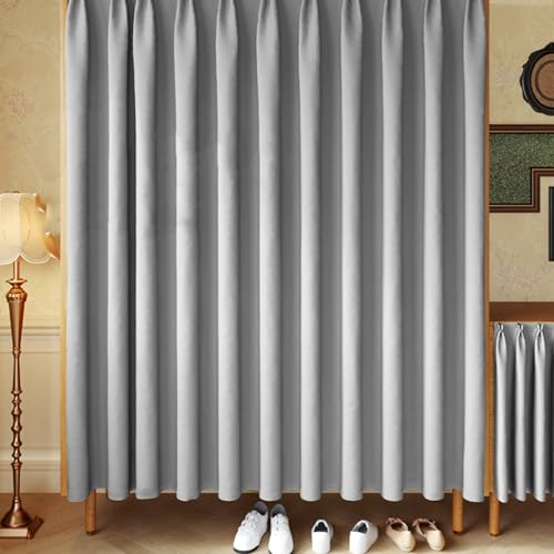 Aeovot Schrankvorhang Zum Schieben Schrank Vorhang Privatsphäre Staubdichter Verdunkelung Vorhang für Offenes Regal Schrank Schrankvorhänge für Küche Küchenschrank Kleiderschrank(C,250x200 cm) von Aeovot