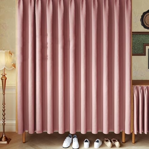 Aeovot Schrankvorhang Zum Schieben Schrank Vorhang Privatsphäre Staubdichter Verdunkelung Vorhang für Offenes Regal Schrank Schrankvorhänge für Küche Küchenschrank Kleiderschrank(H,200x200 cm) von Aeovot