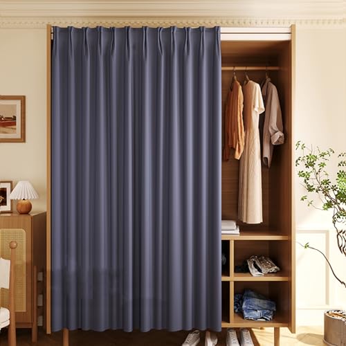 Aeovot Staubdichter Schrank-Vorhang Zum Schieben Selbstklebend, Waschbar Verdunkelung Regal Vorhang für Schrank Privatsphäre Gardine für Küchenschrank Kleiderschrank Offenes Regal(A,250x200 cm) von Aeovot