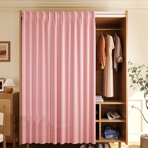 Aeovot Staubdichter Schrank-Vorhang Zum Schieben Selbstklebend, Waschbar Verdunkelung Regal Vorhang für Schrank Privatsphäre Gardine für Küchenschrank Kleiderschrank Offenes Regal(B,180x200 cm) von Aeovot