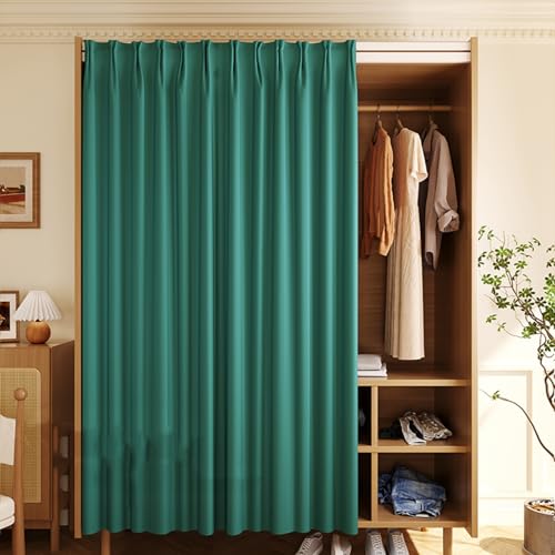 Aeovot Staubdichter Schrank-Vorhang Zum Schieben Selbstklebend, Waschbar Verdunkelung Regal Vorhang für Schrank Privatsphäre Gardine für Küchenschrank Kleiderschrank Offenes Regal(E,180x200 cm) von Aeovot